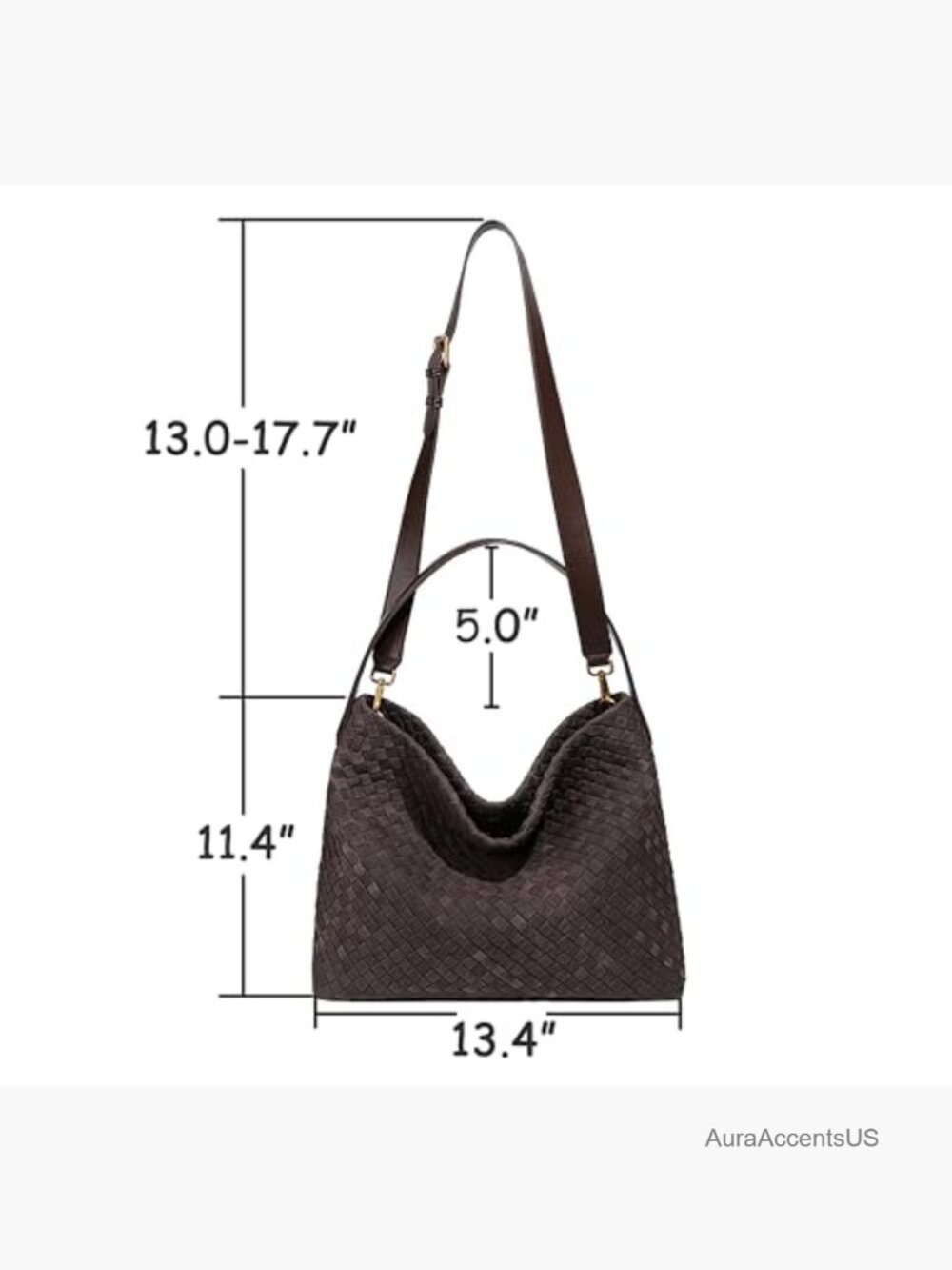 Woven Faux Suede Hobo Shoulder Bag Tote Satchel - Picture 2 of 5